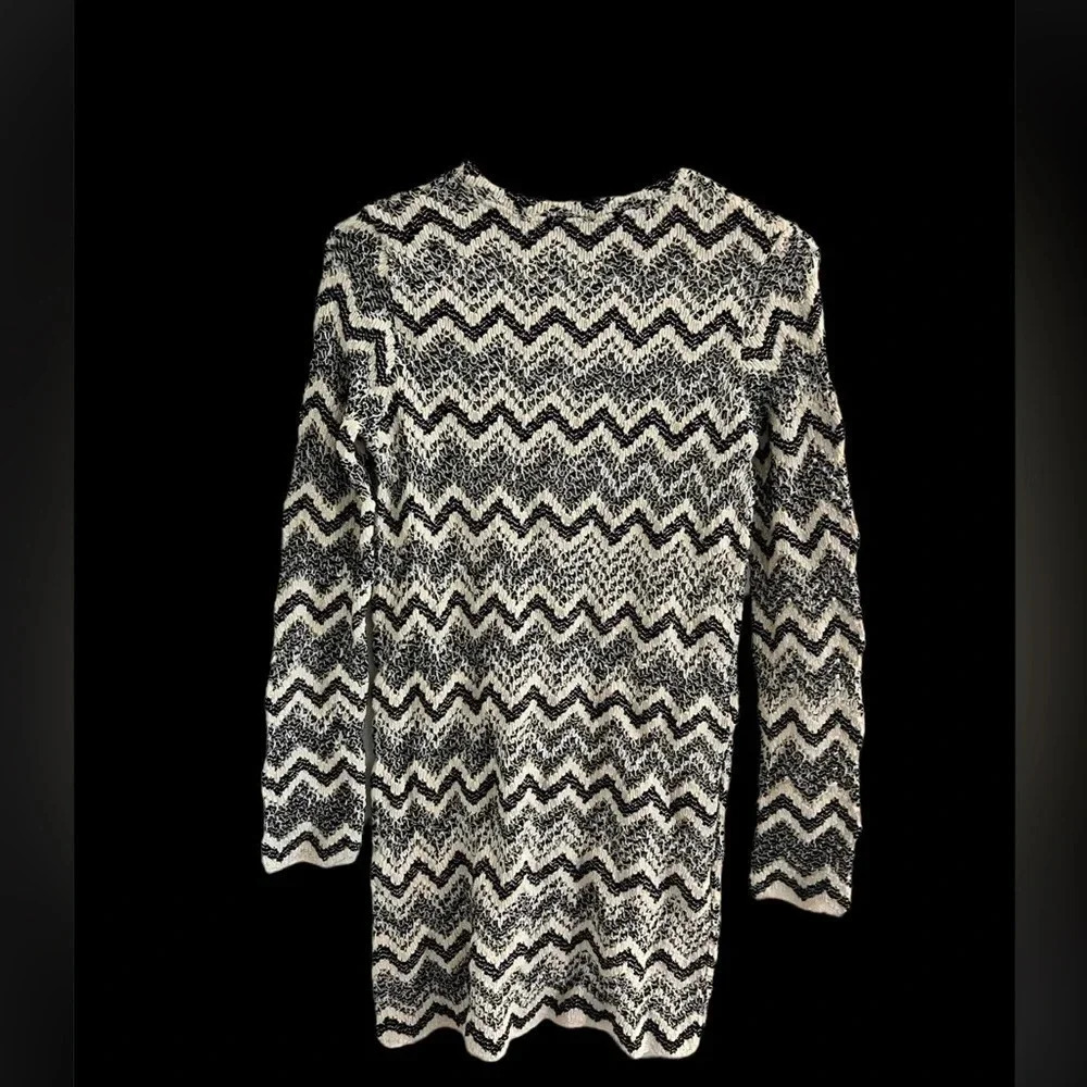 Zara Crochet Knit Chevron Print Dress Sz M